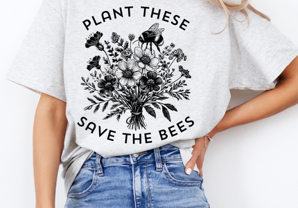 Plant These Save Bees | Gildan Tshirt Ash Grey