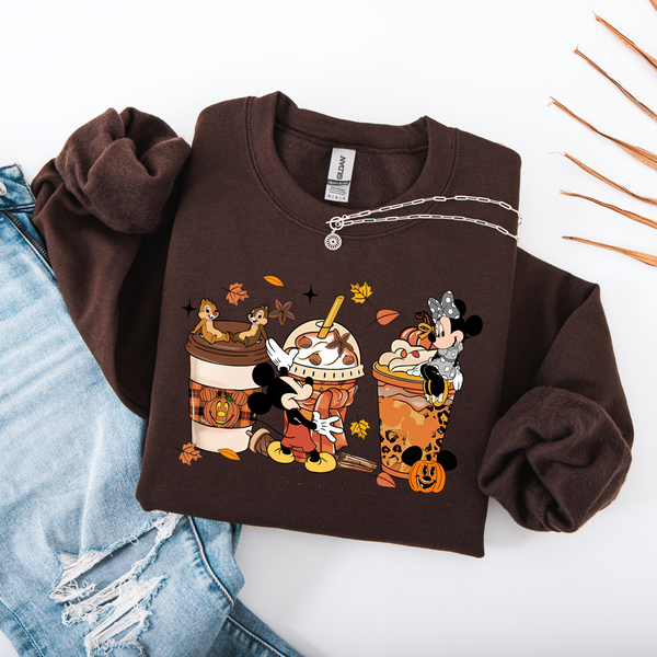 Fall Mouse Coffee Doodles | Crewneck