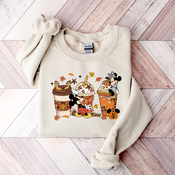 Fall Mouse Coffee Doodles | Crewneck