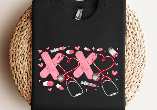 XO Nurse Valentine | Crewneck - Black | Preorder