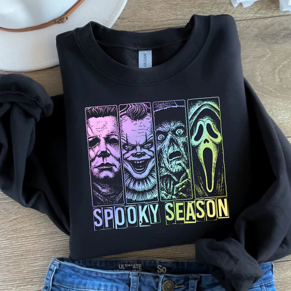 Spooky Season | Faux Holographic Crewneck Black