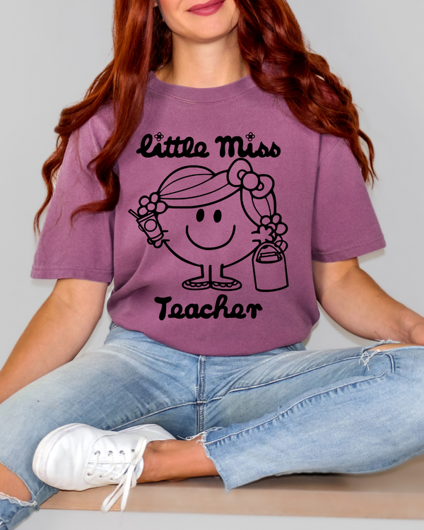 Little Miss Teacher | Comfort Colors TShirt Berry