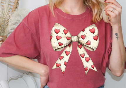 Coquette Valentine Bow | Comfort Colours TShirt Crimson | Preorder