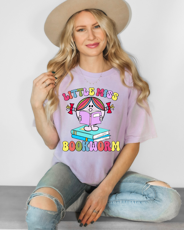 Little Miss Bookworm | Comfort Colors TShirt Orchid