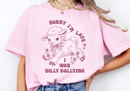 I Was Dilly Dallying | Gildan TShirt Light Pink