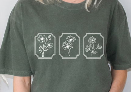 Floral Stamp | Comfort Colors TShirt Moss