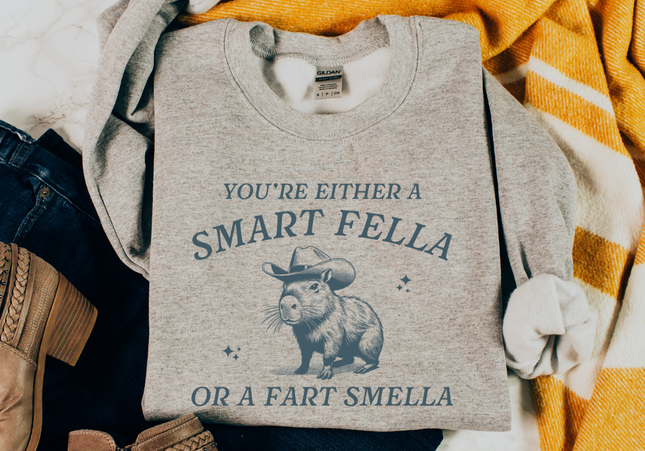 Smart Fella Fart Smella | Crewneck Sport Grey