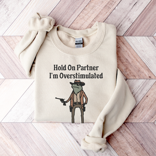 I'm Overstimulated Frog | Crewneck Sand