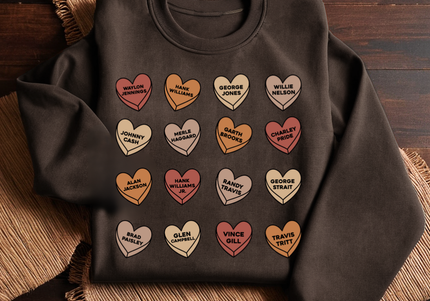 Country Music Vday Hearts | Crewneck Brown | Preorder