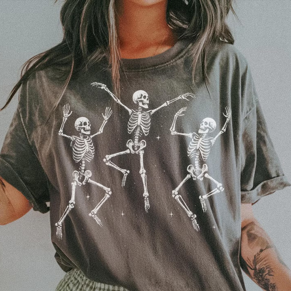 Dancing Skeletons | Comfort Colors TShirt Charcoal