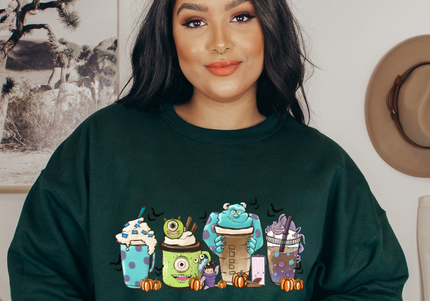 Monsters Inc Inspired Fall Coffee Doodles Crewneck