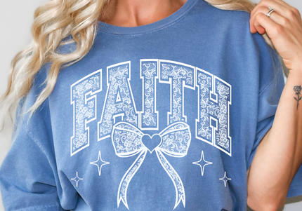 Faith Lace | Comfort Colors Blue Jean