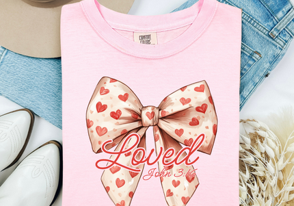 Loved John 3:16 Coquette Bow | Comfort Colours TShirt | Preorder