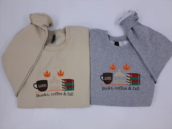 Books Coffee Fall | Embroidered