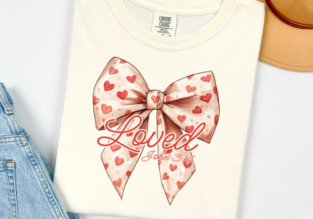 Loved John 3:16 Coquette Bow | Comfort Colours TShirt | Preorder