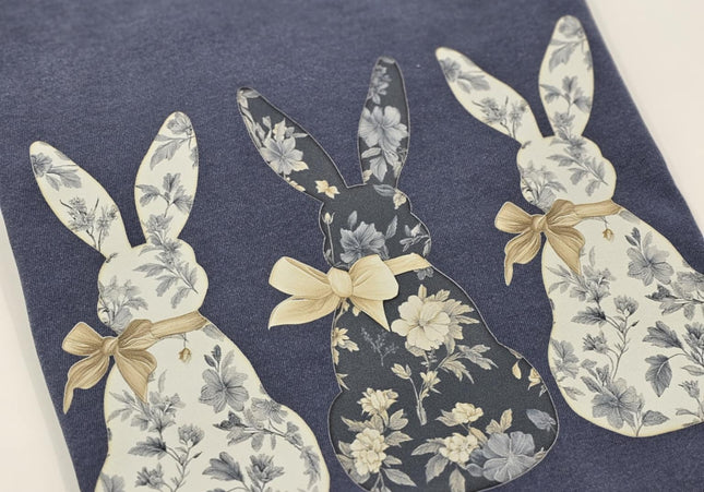 Floral Vintage Bunnies | Comfort Colors TShirt Denim