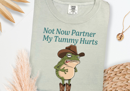 My Tummy Hurts Frog | Comfort Colors TShirt Sandstone