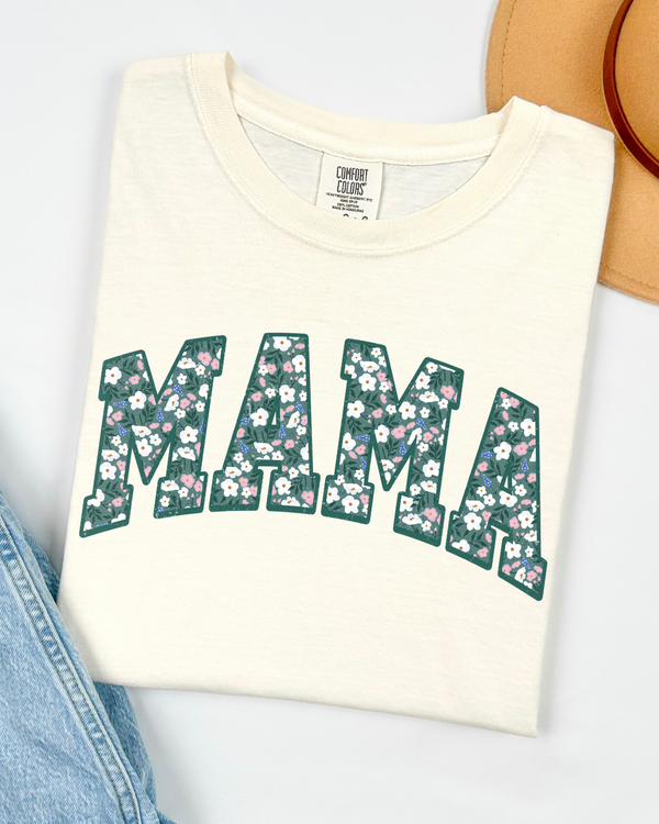 Mama Floral Varsity | Comfort Colors TShirt