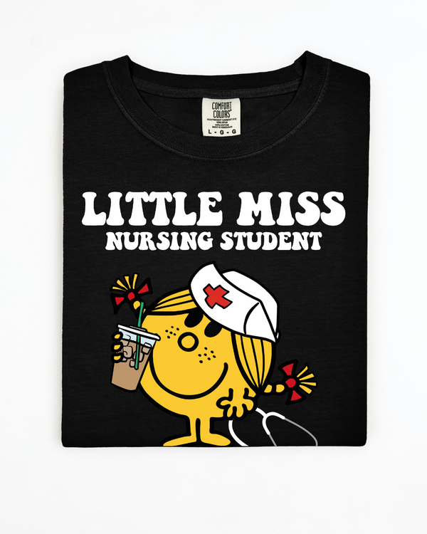 Little Miss Nursing Student | Comfort Colors TShirt Black