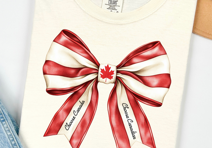 Canadian Coquette Bow | Comfort Colors TShirt Ivory