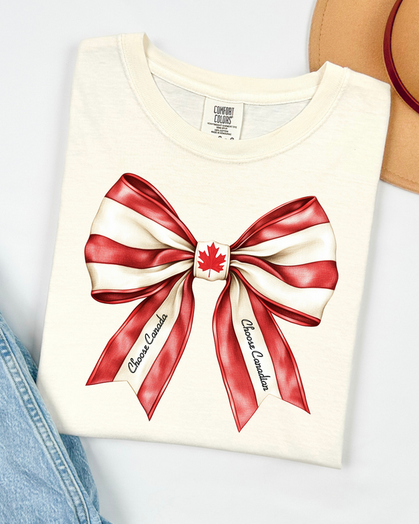 Canadian Coquette Bow | Comfort Colors TShirt Ivory