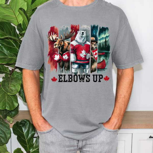 Elbows Up Hockey | Comfort Colors TShirt Gray