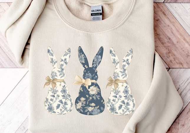 Floral Vintage Bunnies | Crewneck