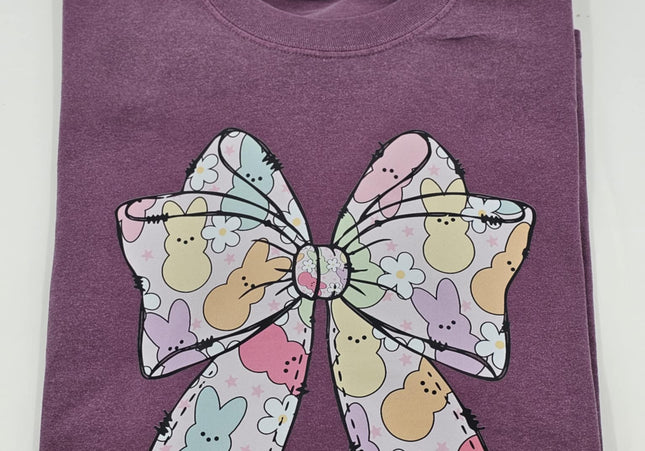 Peep Easter Bow | Comfort Colors TShirt Berry