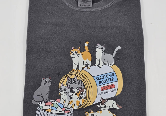 Serotonin Booster Cats | Comfort Colors TShirt Pepper