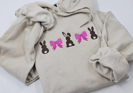 Embroidered Bunnies and Bow | Crewneck | Hoodie