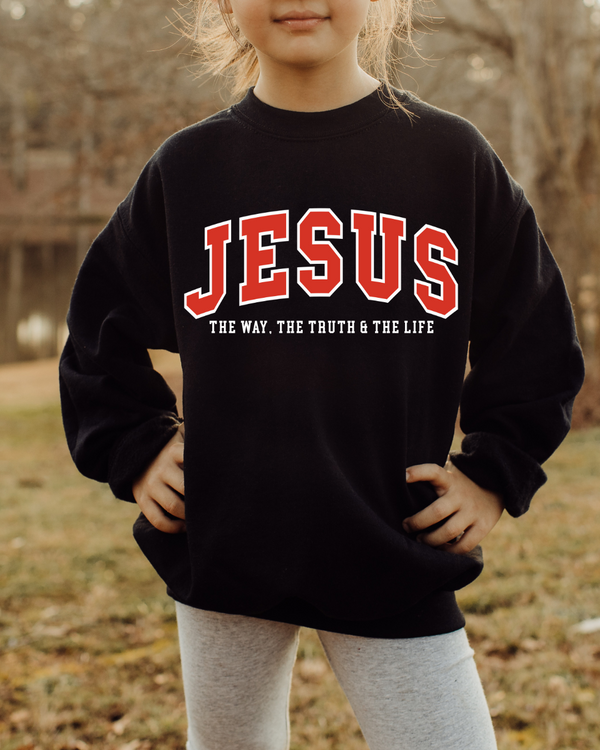Jesus Way Truth Life | Youth Crewneck