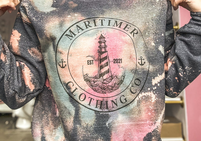 Maritimer Tie Dye Lighthouse Crewneck|Hoodie