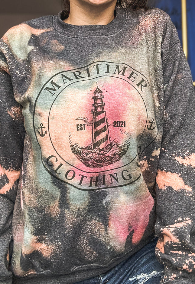 Maritimer Tie Dye Lighthouse Crewneck|Hoodie