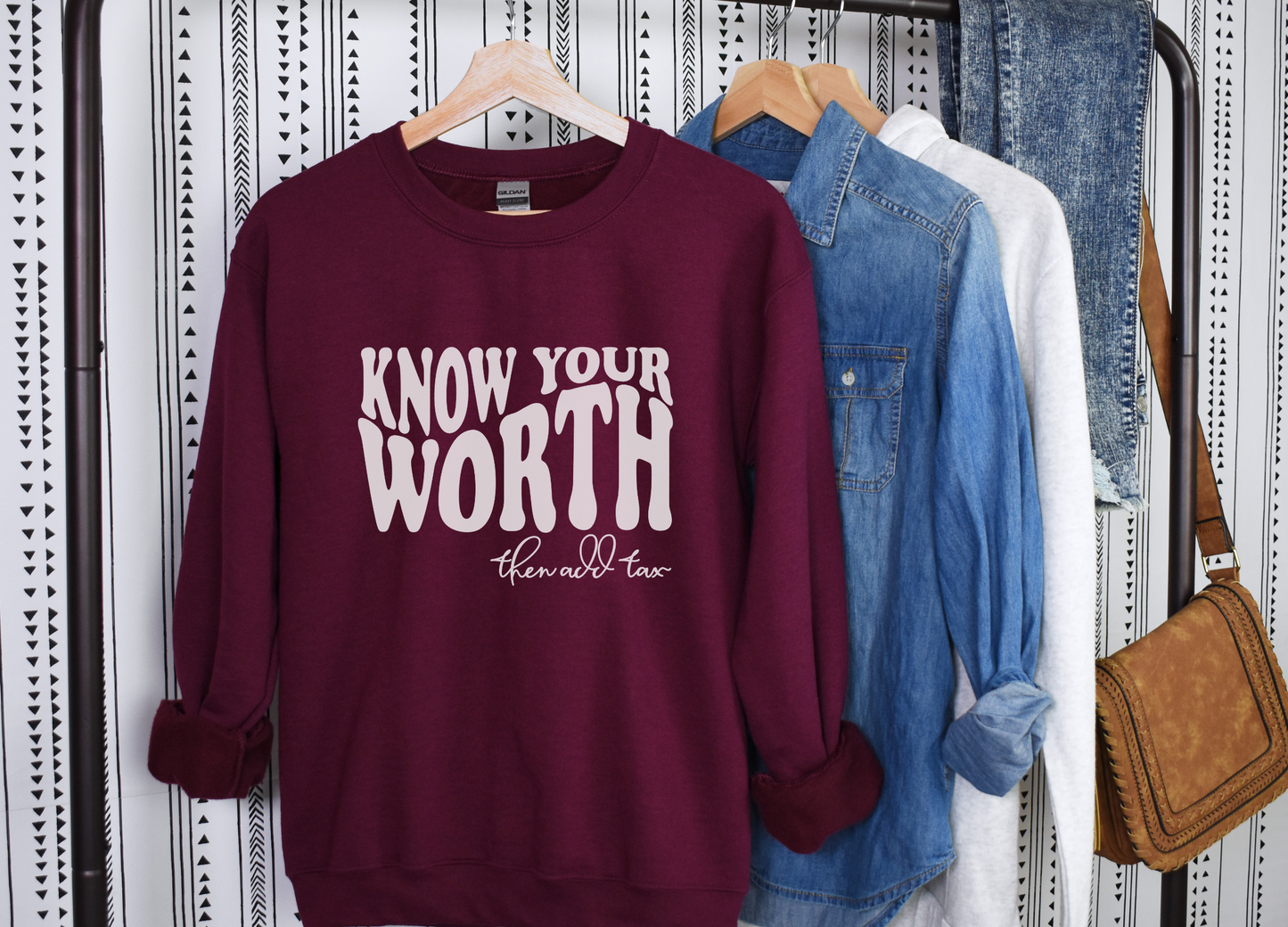 Know Your Worth & Add Tax Crewneck Sweater